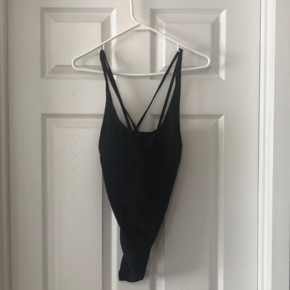 Black one piece bathing suit